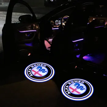 2Pcs para Alfa Romeo del Coche LED de la Puerta de Bienvenida de la Luz de Logotipo del Proyector Giulia Giulietta Mito Stelvio Brera 147 156 159 Coche de GT estilo