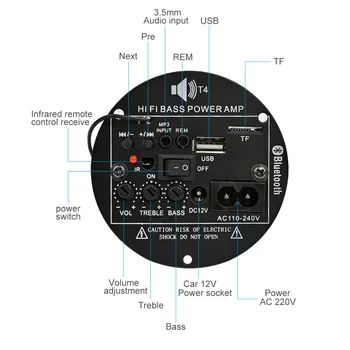 AIYIMA 30W Bluetooth Amplificador de Potencia de la Junta de 12V 220V Mono Amplificador de Subwoofer de Apoyo de la Junta de Radio Para el BRICOLAJE 5-10 Pulgadas altavoz de Graves Altavoz