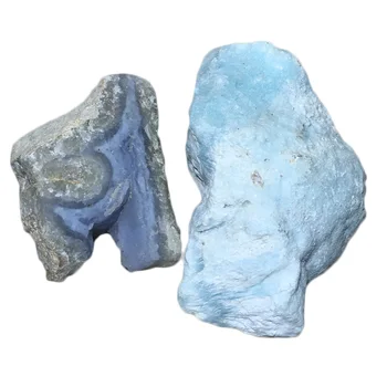 Crudo Natural De Larimar Calcedonia Azul Geoda De Cuarzo Cristal Gema Casa De La Boda Decoración De Punto De Piedra Don De Sanación Reiki Se Muestra