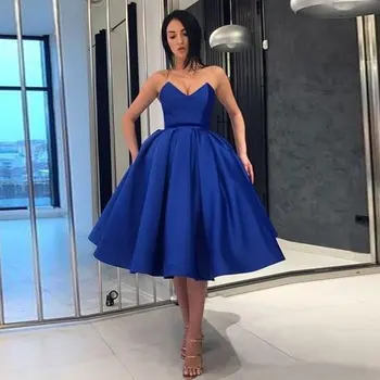 Fiesta de baile vestidos de noche vestido de noiva sereia corto V-cuello de la túnica de gala vestido novia de playa formal azul de Otoño 2020