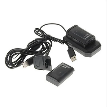 Doble Batería Recargable + Cargador USB Cable Pack para XBOX 360 Wireless Controller QJY99