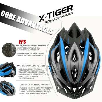 X-TIGRE Casco Ultraligero Carretera de Montaña, Casco de Moto Integral de molde Bicicleta de forma Segura la Tapa de MTB Casco de Bicicleta Para Mujer Hombre
