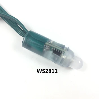 50pcs WS2811 IC del RGB Led del Módulo de Cadena de DC5V DC12V 12mm cable Verde Impermeable IP68 Digital a todo Color del Pixel del LED Luz