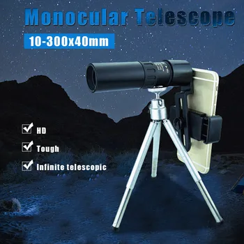 4K de 10 300X40MM Super Teleobjetivo Monocular Telescopio Zoom Monocular Binoculares Telescopio de Bolsillo Para Smartphone Tomar la Foto