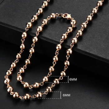 585 Oro Rosa 6/8/10mm Perla de la Cadena del Collar de la Pulsera de las Mujeres de las Niñas Broche de Langosta de la Boda Elegante de la Joyería de Regalo de CSM02