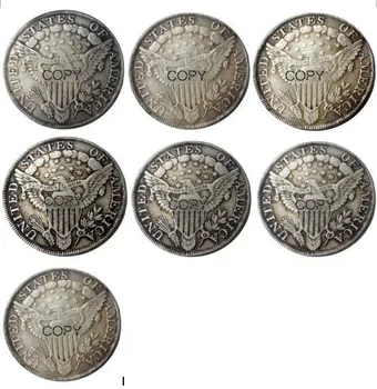 Estados unidos de Monedas de Un conjunto de (1798-1804) 7pcs Drapeado en el Busto de Bronce con baño de Plata de la Carta de Borde de Dólares Copia de la Moneda