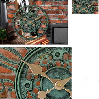 De 12 Pulgadas Con Retro Reloj De Pared De Jardín Impermeable Decorativos, Relojes De Pared Decoración Del Gran Reloj A Pilas Para La Sala De Estar, Cocina