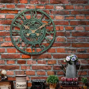 De 12 Pulgadas Con Retro Reloj De Pared De Jardín Impermeable Decorativos, Relojes De Pared Decoración Del Gran Reloj A Pilas Para La Sala De Estar, Cocina