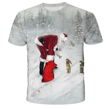 2020 de los Niños de la Diversión de la camiseta de Santa Claus T-shirt de Manga Corta T-shirt de Verano Elfo de Navidad Carfield el Reno de la Impresión en 3D T-shirt