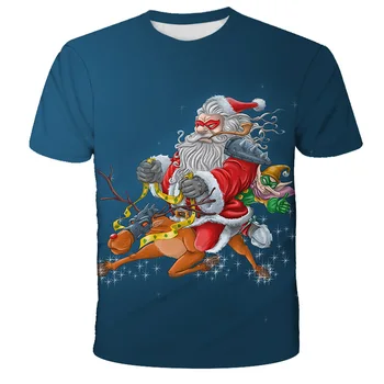 2020 de los Niños de la Diversión de la camiseta de Santa Claus T-shirt de Manga Corta T-shirt de Verano Elfo de Navidad Carfield el Reno de la Impresión en 3D T-shirt