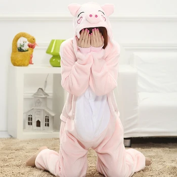 Unisex Kigurumi Adultos Animal Pijamas Anime Enterizo De Cerdo Franela De Dibujos Animados Lindo Caliente Cosplay Ropa De Dormir