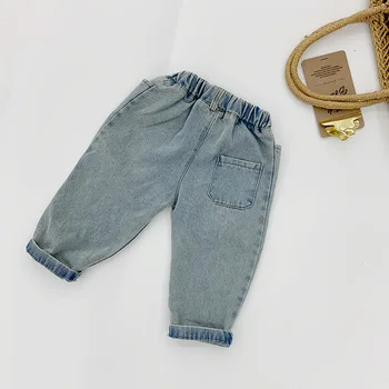 Chicos Jeans Ropa para Niños y niñas 20196 Primavera coreana de los Nuevos Niños del Bebé del Dril de algodón Pantalones de los Muchachos de los Niños Casual Jeans Sueltos Bebé Pantalón Vaquero 2-7Y