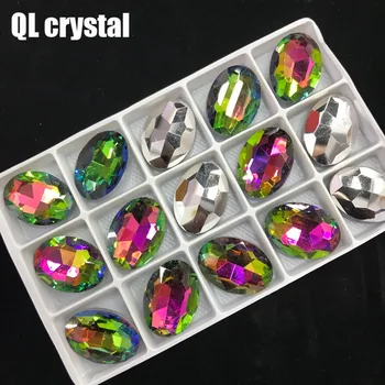 QL Crystal TODO TAMAÑO Oval Pointback Cristal de diamante de imitación de Alta Calidad para la Fabricación de la Joyería de BRICOLAJE Accesorios