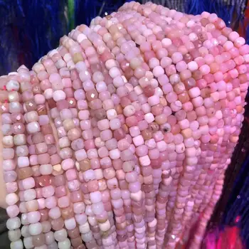 Natural de Cuentas de Piedra de Sección Cuadrada de Ópalo Rosa Ponche Suelta Perlas Para la Joyería de 4 mm de DIY Collar Pulsera Pendientes de Accesorios