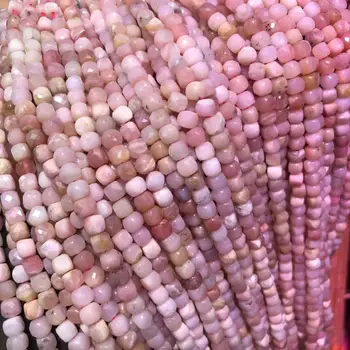 Natural de Cuentas de Piedra de Sección Cuadrada de Ópalo Rosa Ponche Suelta Perlas Para la Joyería de 4 mm de DIY Collar Pulsera Pendientes de Accesorios