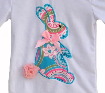 Vacaciones de semana santa camisetas y pantalones de bebé de niña de trajes llamarada Oschter Haws camisetas impresas partido floral guinda polainas de conjuntos