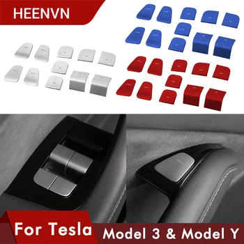 Heenvn Model3 Coche Resistente a los Arañazos Parche de ABS Para el Tesla Model 3 Y los Accesorios de la Ventana Levante el Interruptor de Botón de la etiqueta Engomada de tres modelos de 2020
