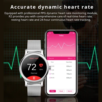 Makibes R2 reloj Inteligente Hombres Bluetooth Monitor de Ritmo Cardíaco reloj de la Llamada Mensaje Recordatorio de Instagram estilo de Fitness tracker smartwatch