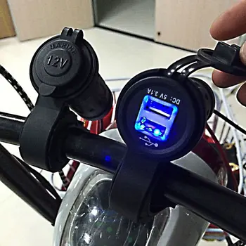 Iztoss impermeable Motocicleta manejar USB soc ket de alimentación Cargador de Teléfono CON 60 CM de longitud de la Línea de envío 2pcs fusible como regalo