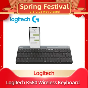 Original de Logitech K580 Teclado Inalámbrico Multi-Dispositivo 2.4 G Bluetooth Unificación de Modo Dual Portátil De la PC de la Tableta del Teléfono клавиатура