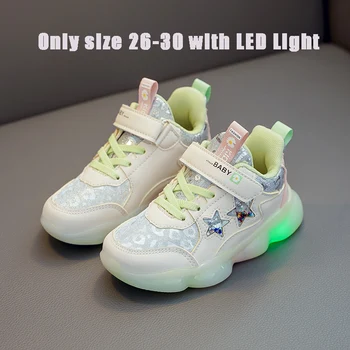 El otoño de los Niños LED Brillantes Zapatillas de deporte de las Niñas de Luz Led de Niños, Zapatos Casuales Estrellas Transpirable al aire libre de los Deportes de Zapatillas Tenis Infantil