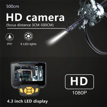 4,3 Pulgadas de pantalla Lcd de la computadora de Mano Cámara-Endoscopio,1080P Impermeable Industrial de Tubo de Boroscopio Videoscopio con 8 mm de la Lente