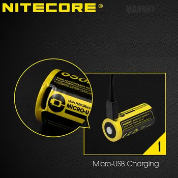Mayorista de NITECORE Built-in USB Puerto de Carga de batería Recargable de Li-ion de la Batería NL1665R 2Pieces 650mAh 16340 CR123 3.6 V +Regalo Linterna