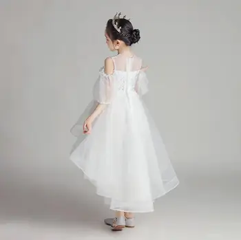 La Princesa De Las Niñas Vestido De Novia Blanco De Encaje De Los Niños Vestido De Cumpleaños Trajes De Bebé Niños, Concurso De Vestidos De Primera Comunión Largas Vestimentas De Color