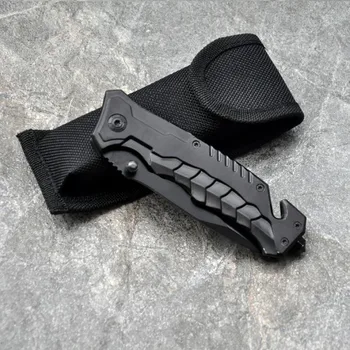 Cuchillo plegable Color Negro de Acero Lleno de camping Cuchillo al aire libre de la Utilidad de las herramientas de supervivencia cuchillos de alta calidad Multi Herramienta de Rescate Cuchillo