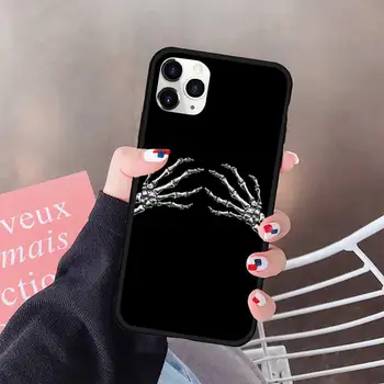 Esqueleto Divertido Dedo Medio la caja del Teléfono de Goma para el iPhone 11 pro XS MAX 8 7 6 6S Plus X 5S SE 2020 XR caso