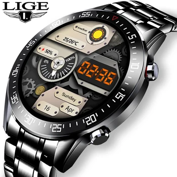 LIGE 2021 Nuevo círculo Completo de la pantalla táctil para Hombre de los Relojes Inteligentes IP68 Impermeable de los Deportes de la Aptitud del Reloj de Lujo de Hombre Inteligente Reloj para los hombres