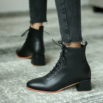 FEDONAS Concisa de Zapatos de Mujer de Tacón 2020 de la Moda Corss Atado Botas de Tobillo Para las Mujeres más reciente del grupo de Trabajo de Grueso Tacón Botas Botas