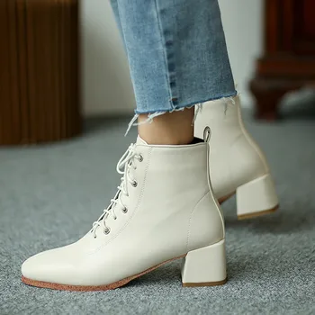 FEDONAS Concisa de Zapatos de Mujer de Tacón 2020 de la Moda Corss Atado Botas de Tobillo Para las Mujeres más reciente del grupo de Trabajo de Grueso Tacón Botas Botas