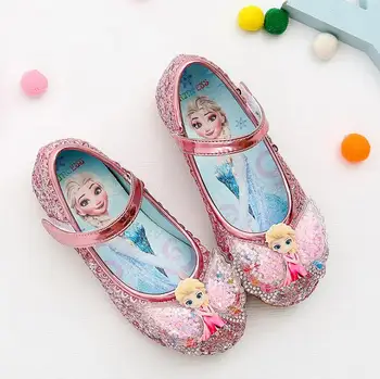 Congelados Elsa la Princesa de los Niños, Sandalias de Cuero para Niñas se inclinan Casual Zapatos de Glitter Niños Zapatos Planos Elsa Sandalias Nudo Mariposa