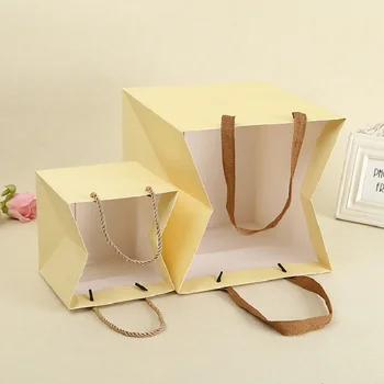 16x16x16cm 10pcs Cuadrado Grande Azul Rosa de papel bolsa de regalo con la manija de la torta de flor de embalaje bolsa de asa Mayorista