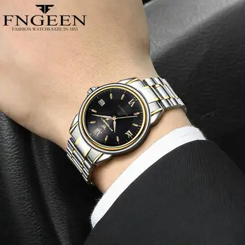 Relogio Masculino FNGEEN Relojes para Hombre de la Marca Superior de Lujo Mecánico Automático Reloj de Oro de los Hombres de Acero de Negocios Impermeable del Deporte del Reloj