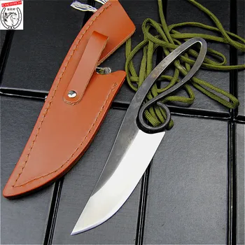 DEHONG 440C de muelle de acero satinado cuchillo recto, afilado cuchillo de caza, táctico cuchillo de supervivencia, colección China cuchillo