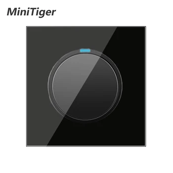 Minitiger 2019 Nueva Llegada 1 Gang 1 De Manera Aleatoria Clic De encendido / Apagado de Luz de Pared Interruptor Con Indicador LED de Cristal Panel de Vidrio