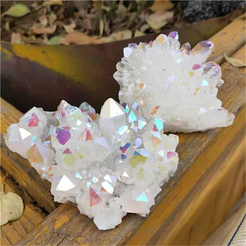 Cristal de alta calidad de los minerales naturales Galvanizado aura de ángel clara de cristal de cuarzo de clúster para la decoración del hogar