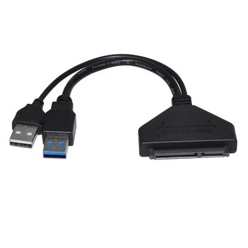 DeepFox Doble USB 3.0 a Sata Adaptador Convertidor de Cable 22pin SATA III a USB3.0 Cable Para disco duro de 2,5
