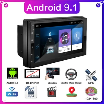 2 din 7 pulgadas de coches reproductor de radio 2GB+32GB Android 9.1 de navegación GPS para coche Bluetooth de vídeo estéreo reproductor multimedia universal FM