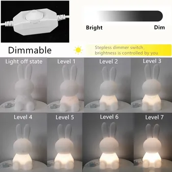 Conejo Conejo Liebre Bebé Lámpara Noche Luz Regulable USB Lámpara Creativa de dibujos animados de Animales de Regalo Para los niños los Niños Dormitorio Lámpara de Mesa LED