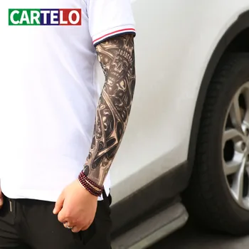CARTELO Flor brazo Tatuaje protector solar mangas 3D estéreo de corte inconsútil de la alta elasticidad de Ciclismo al aire libre equitación de hielo en las mangas de los brazos