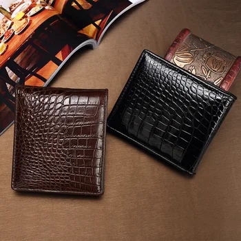 Cocodrilo de cuero de los hombres de la moda de la cartera de negocios de corto multi-tarjeta de la cartera de Cocodrilo hombres bolsos de estilo Europeo carteras hombres