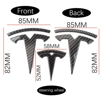 Logotipo Para el Tesla model 3 Logotipo Frontal de Accesorios de Fibra de Carbono ABS Model3 Coche Delantera y Trasera de la etiqueta Engomada de Accesorios Para Tesla Logotipo