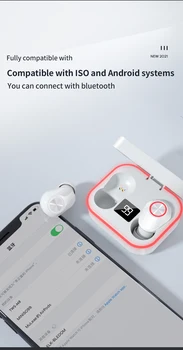 TWS Bluetooth 5.1 Auriculares Suaves Luces Inteligentes de Pantalla Digital de 4 Horas de Tiempo de Uso de IPX5 Metal CD Táctil Auricular Para teléfono Inteligente