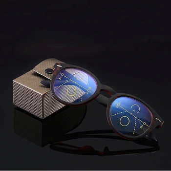 Elbru Multifocal Progresiva Gafas de Lectura Anti-Luz azul Leopardo Prebyopia Espectáculos de Zoom Inteligente de la Hipermetropía Anteojos