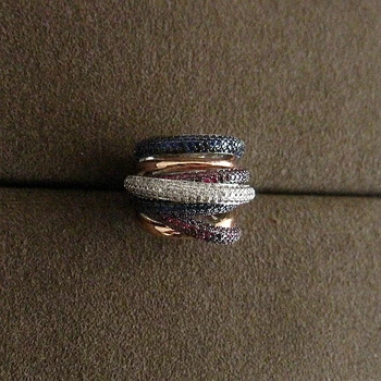 Las mujeres anillo,Caliente de la venta de la AAA cubic zirconia Classic micro allanar configuración de multi-capas completa del anillo de dedo,R7963M