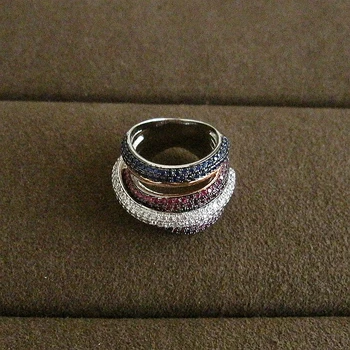 Las mujeres anillo,Caliente de la venta de la AAA cubic zirconia Classic micro allanar configuración de multi-capas completa del anillo de dedo,R7963M