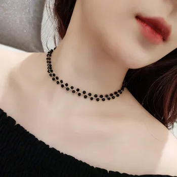 Todos Coinciden Coreano, Negro, Blanco Perla Simulada Corto Collar Cadena De Oro De La Declaración De Parte De Las Compras De Accesorios